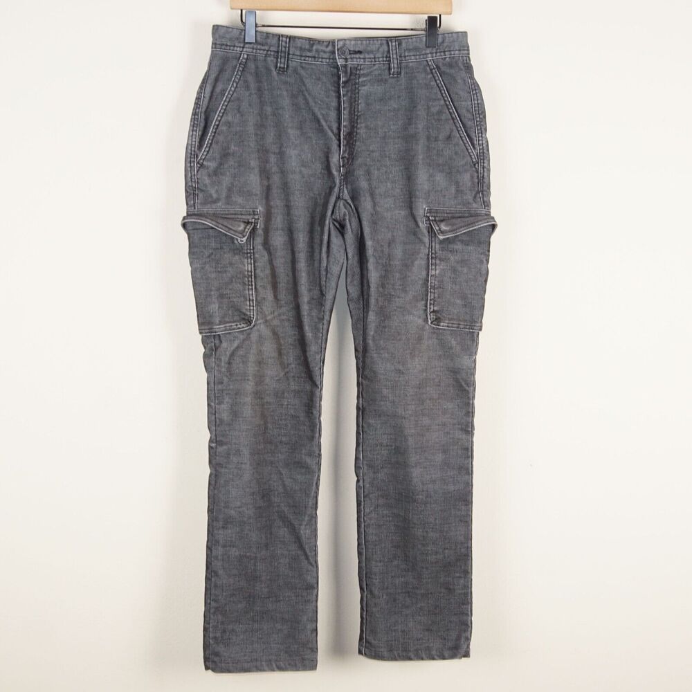 John Varvatos Straight Leg Cargo Corduroy Gray Heavyweight Pants Mens Sz 32